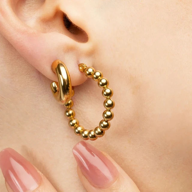 18K Circle Ball Hoop Earrings