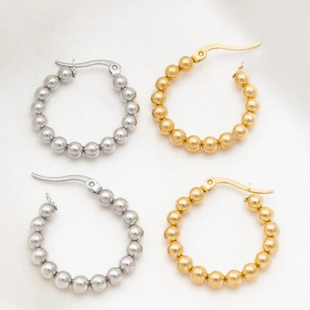 18K Circle Ball Hoop Earrings