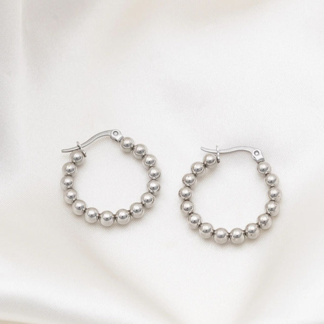 18K Circle Ball Hoop Earrings
