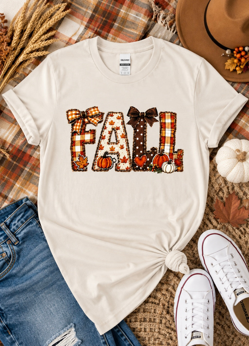Fall Patchwork Graphic Tee