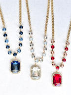Octagon Pendant Rhinestone Necklace
