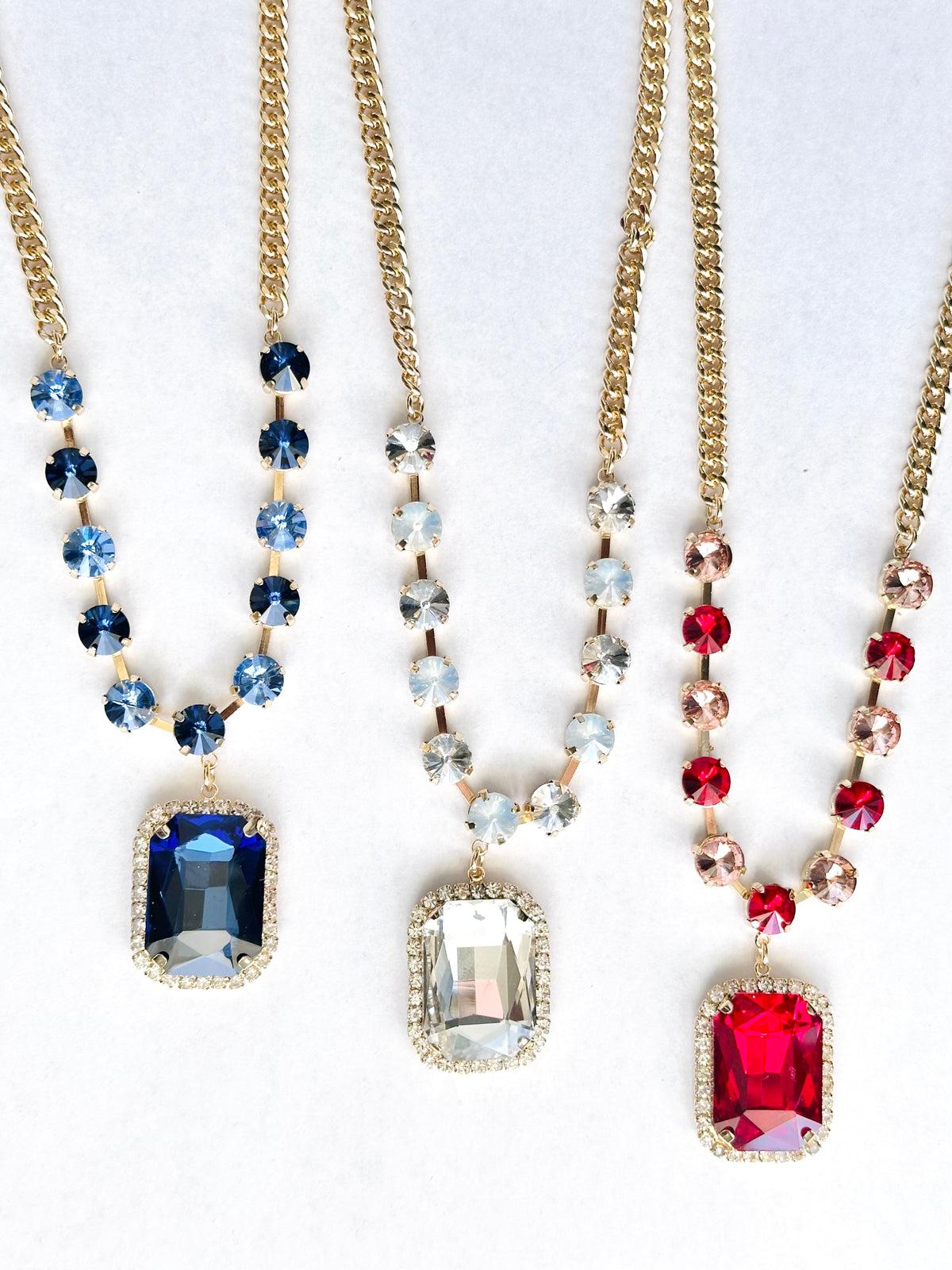 Octagon Pendant Rhinestone Necklace