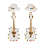 Guitar And Western Hat Drop Earrings