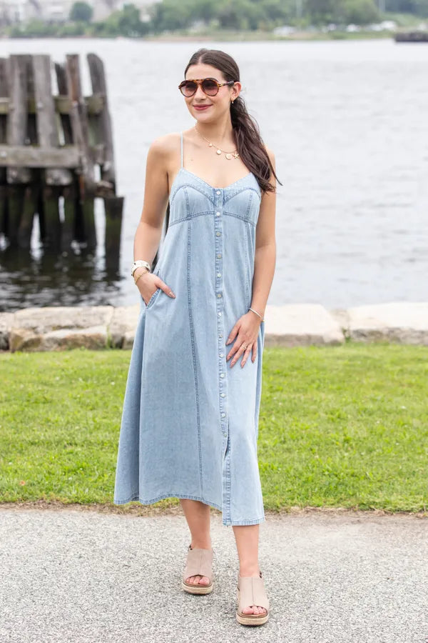 Good Energy Denim Maxi Dress
