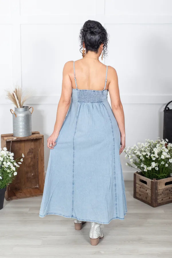 Good Energy Denim Maxi Dress