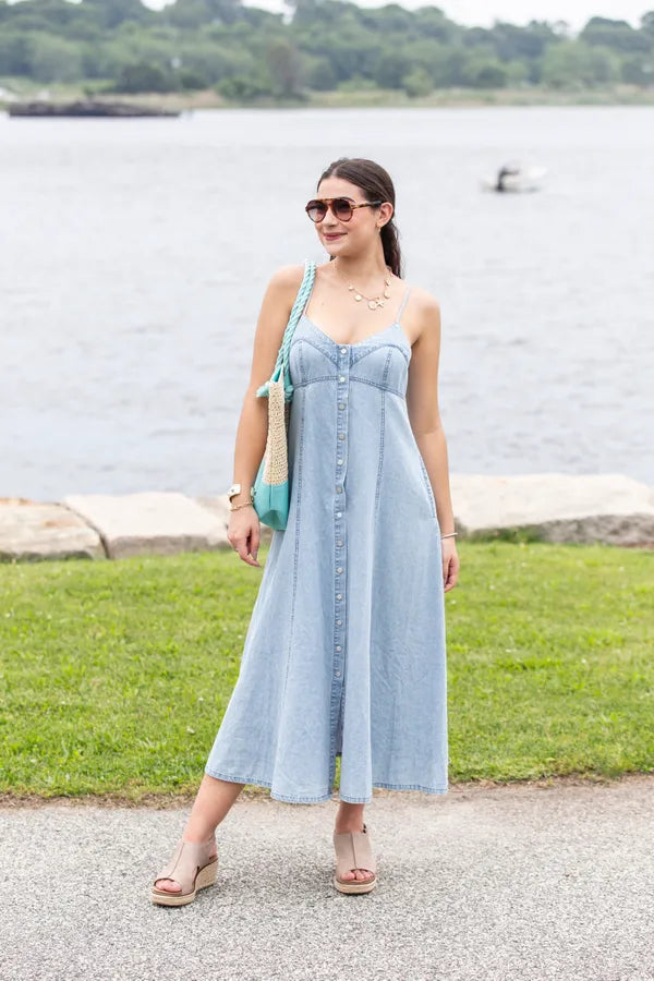 Good Energy Denim Maxi Dress