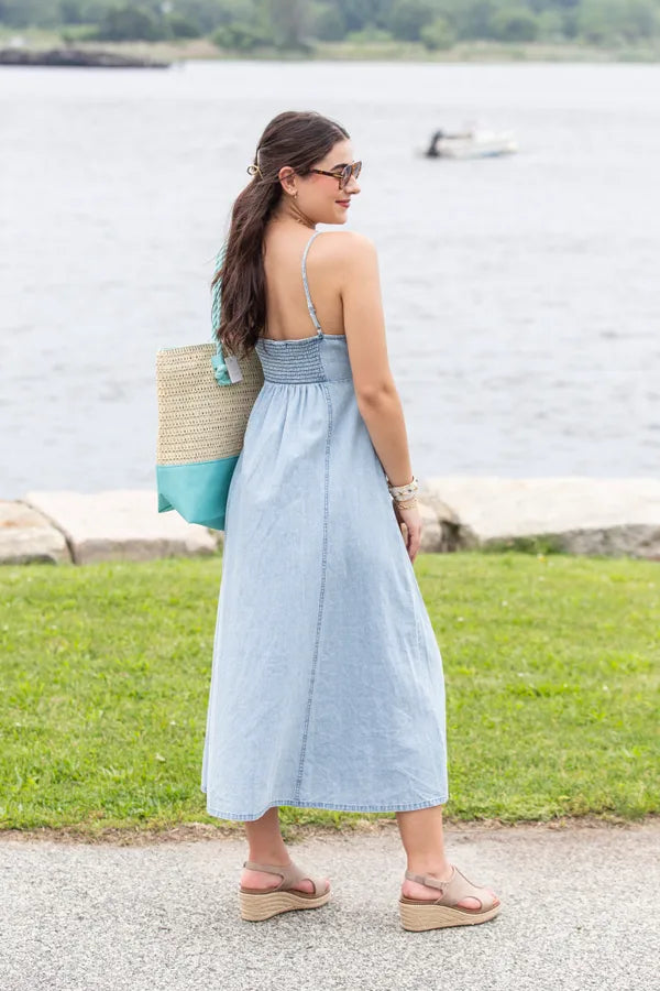Good Energy Denim Maxi Dress