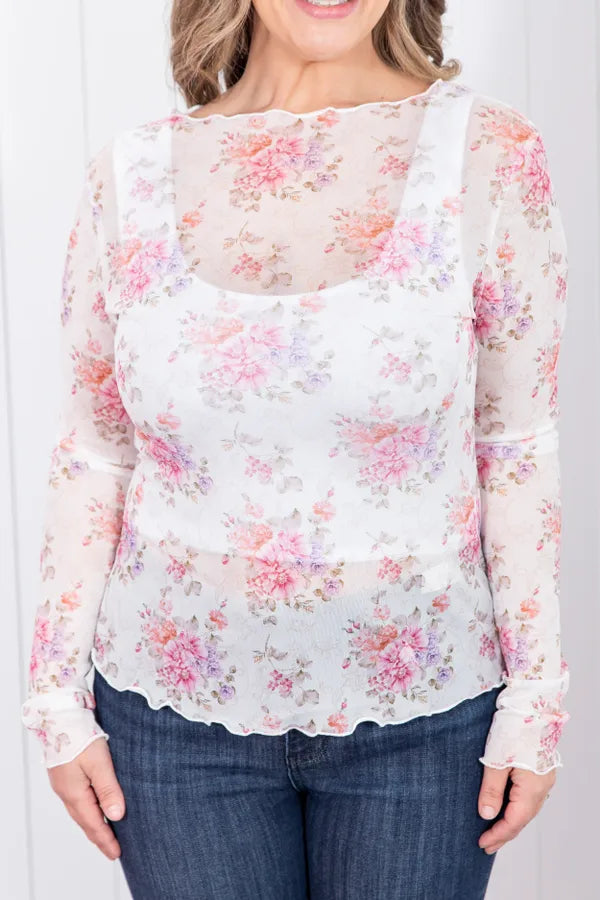 Garden Whisper Sheer Top