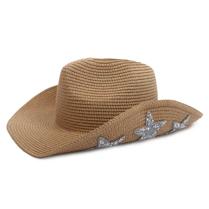 Straw Cowboy Panama Hat with Stars