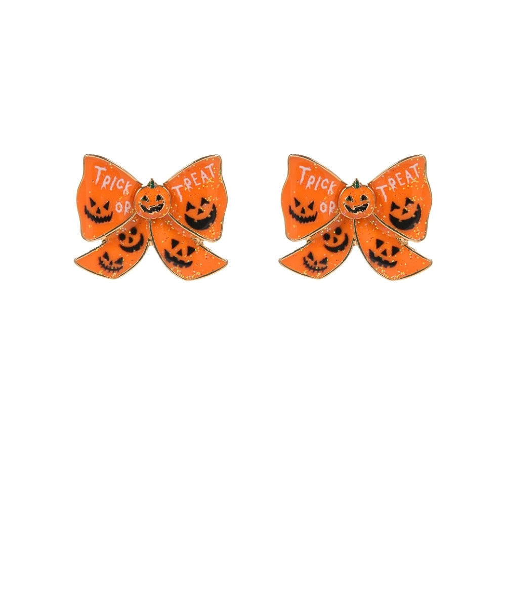 Halloween Bow w/Pumpkin Earrings