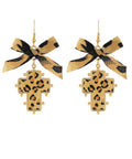 Leopard Cross & Bow Earrings