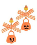 Halloween Jack-o'- lantern & Bow Earrings