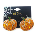 Rhinestone Pumpkin Button Earring