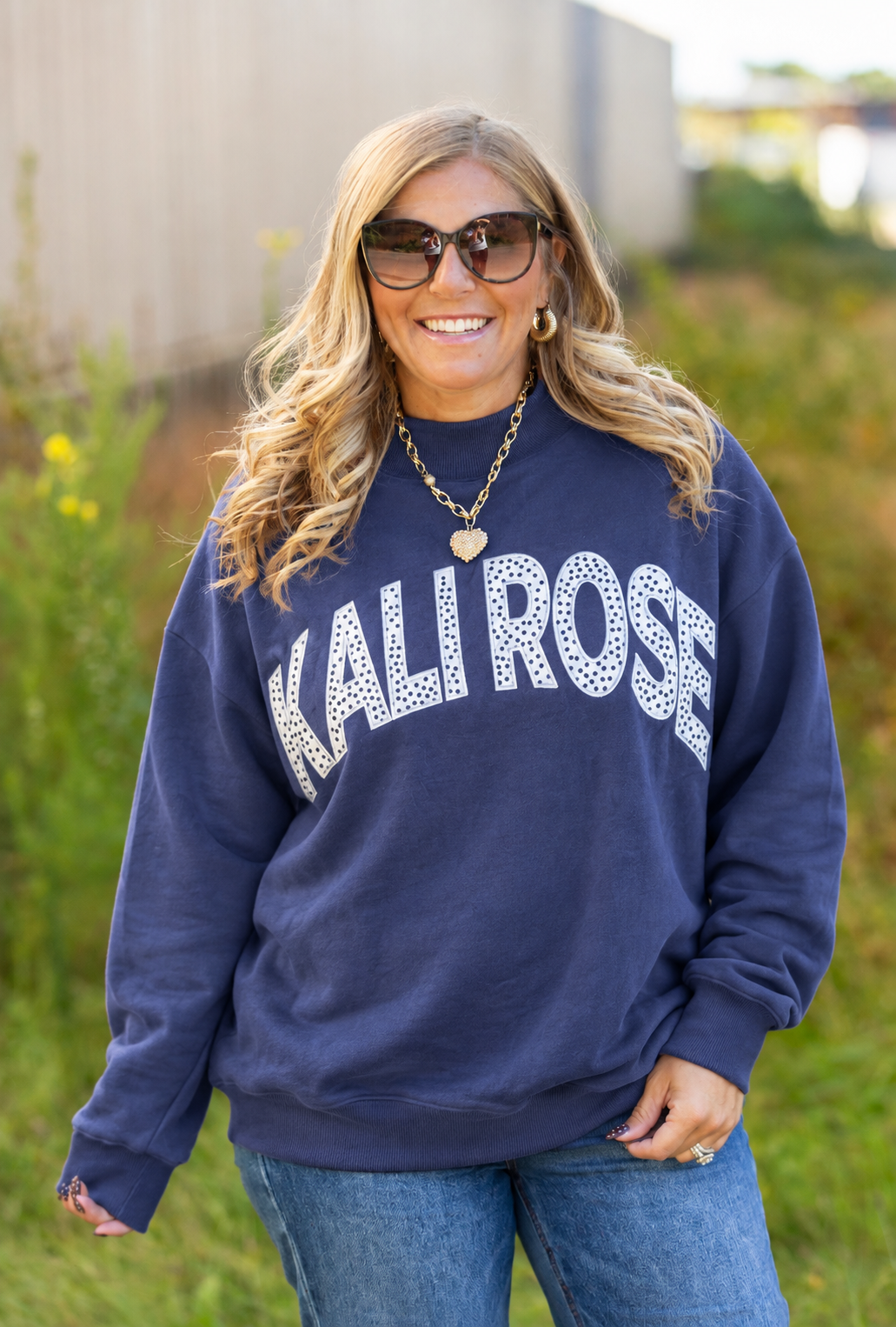Kali Rose Polka Dot Mock neck