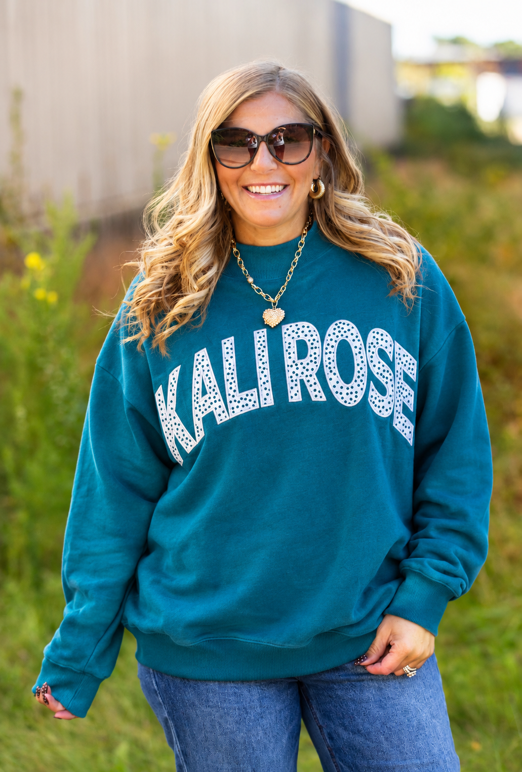 Kali Rose Polka Dot Mock neck
