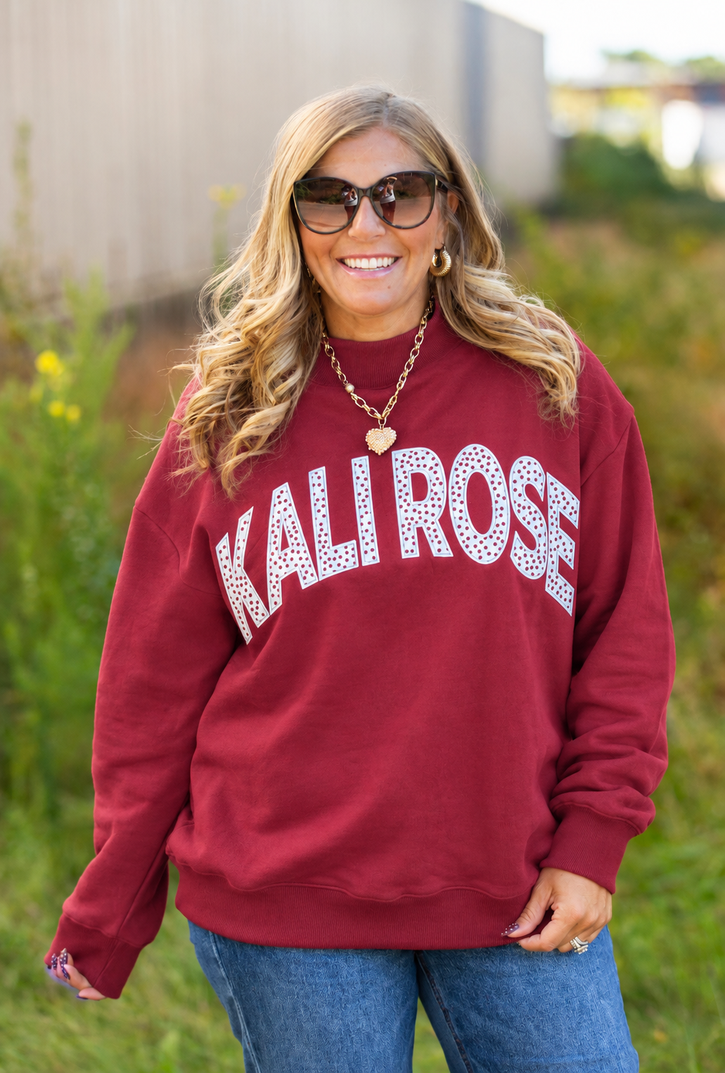 Kali Rose Polka Dot Mock neck