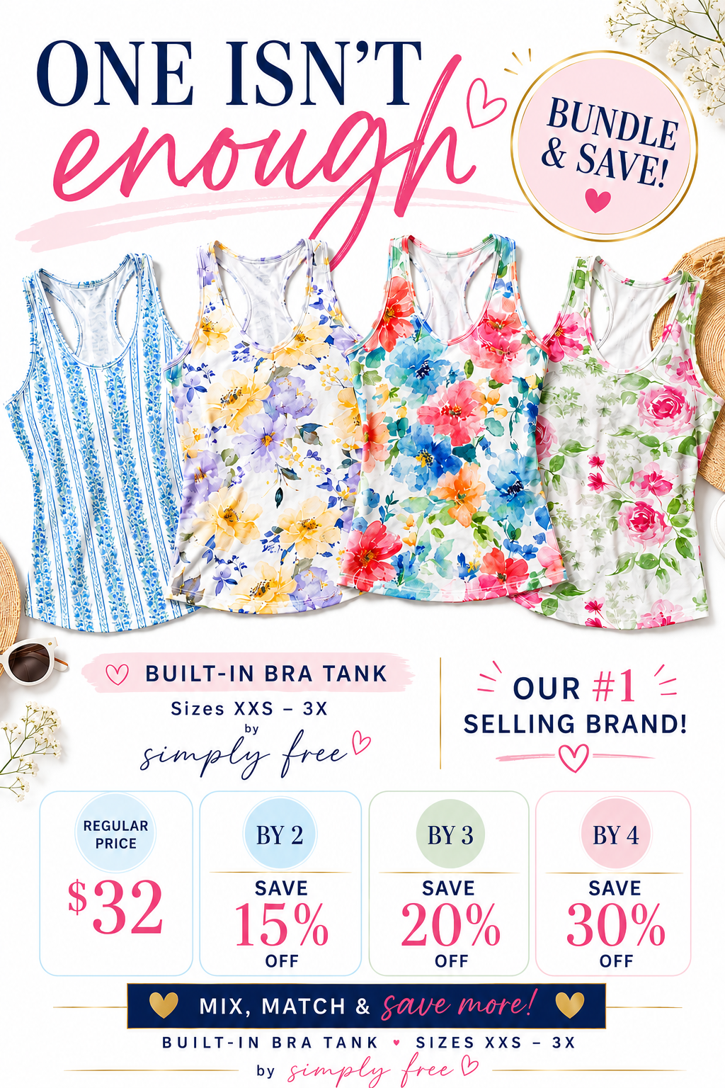 Simply Free Printed V Neck Tank