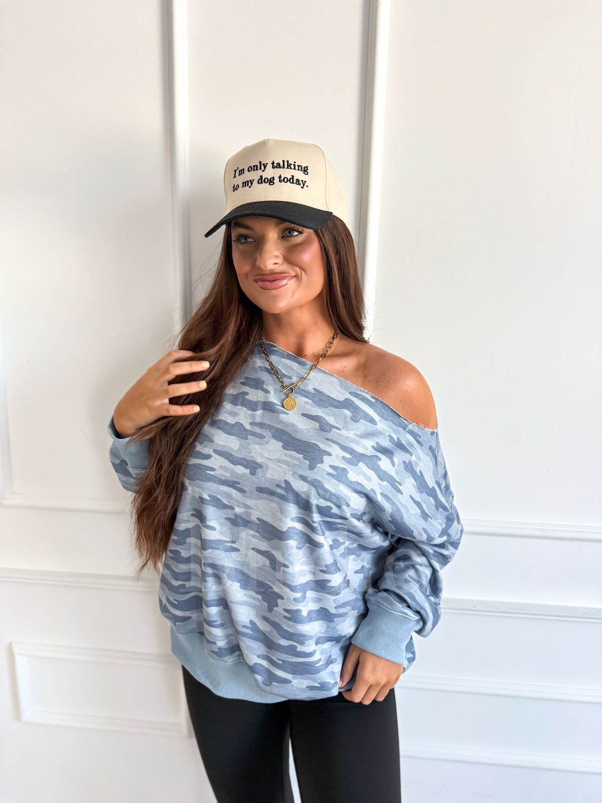 BIRDIE PREORDER Off Shoulder Slouchy Pullover in Arctic Drift