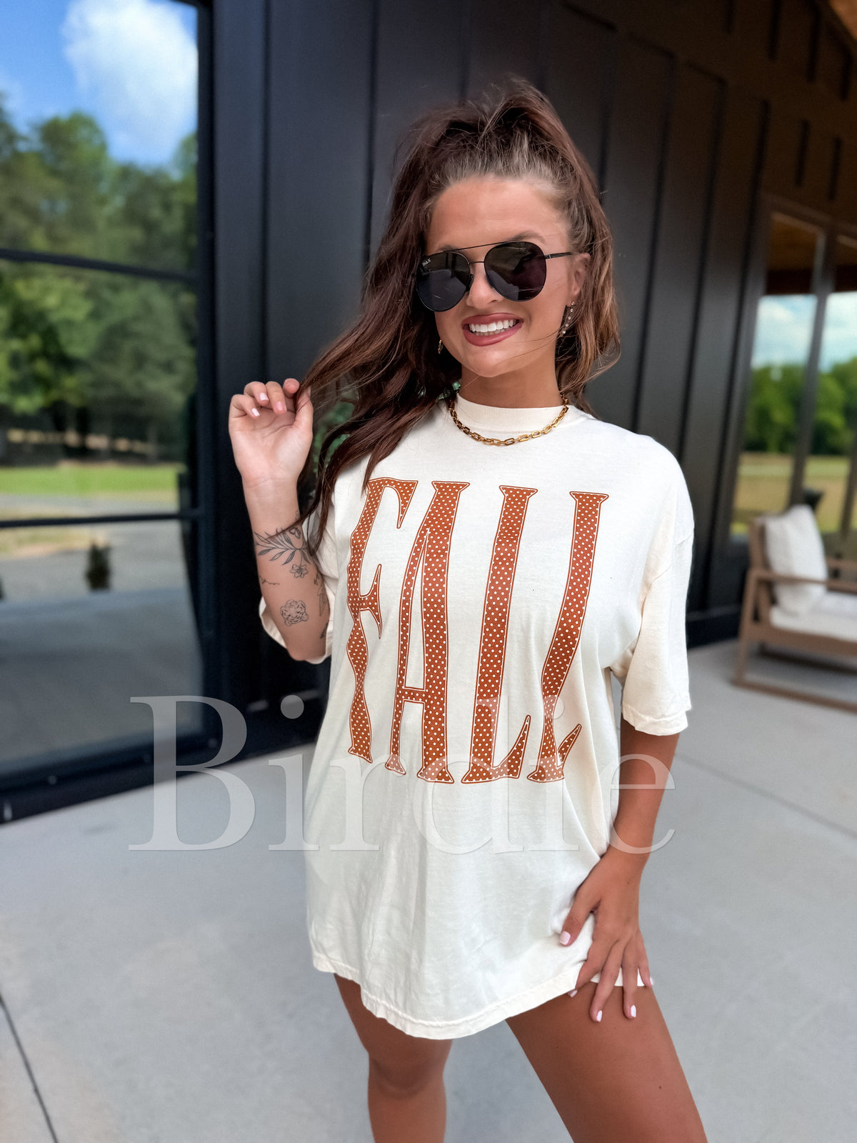 Polka Dot FALL Graphic Tee on Ivory