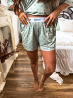 BIRDIE Tee Boxer Short Set in Pistachio Dot (Sold As Set)