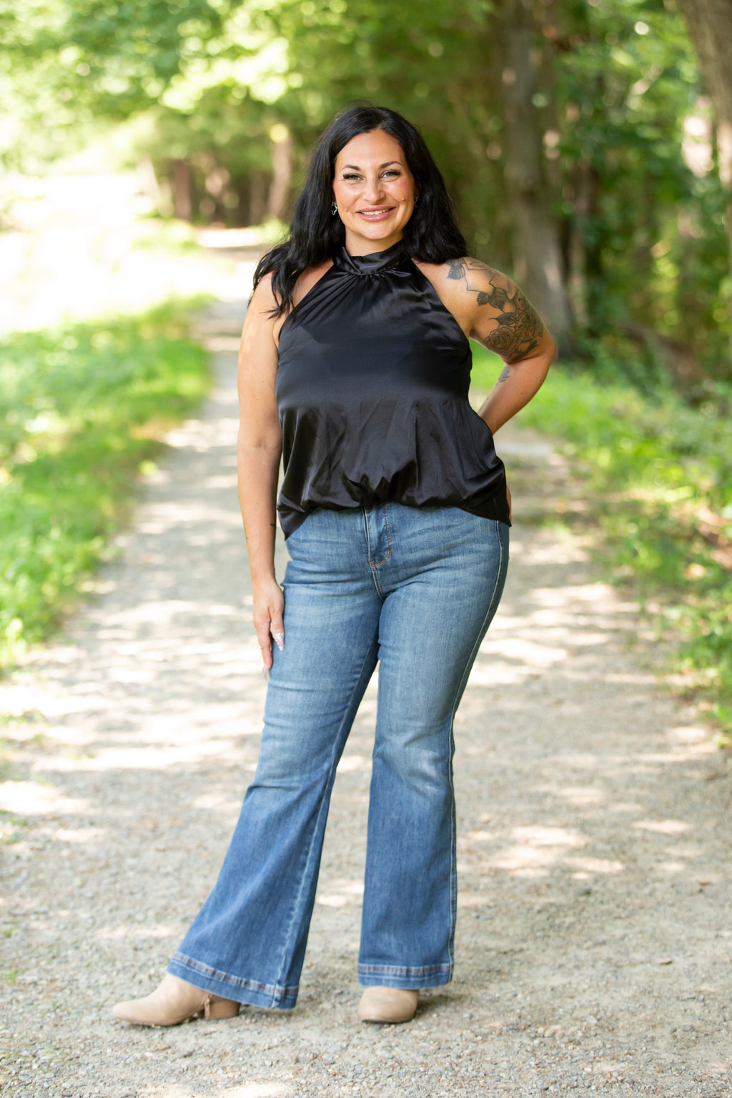 Fall Satin Halter Blouse