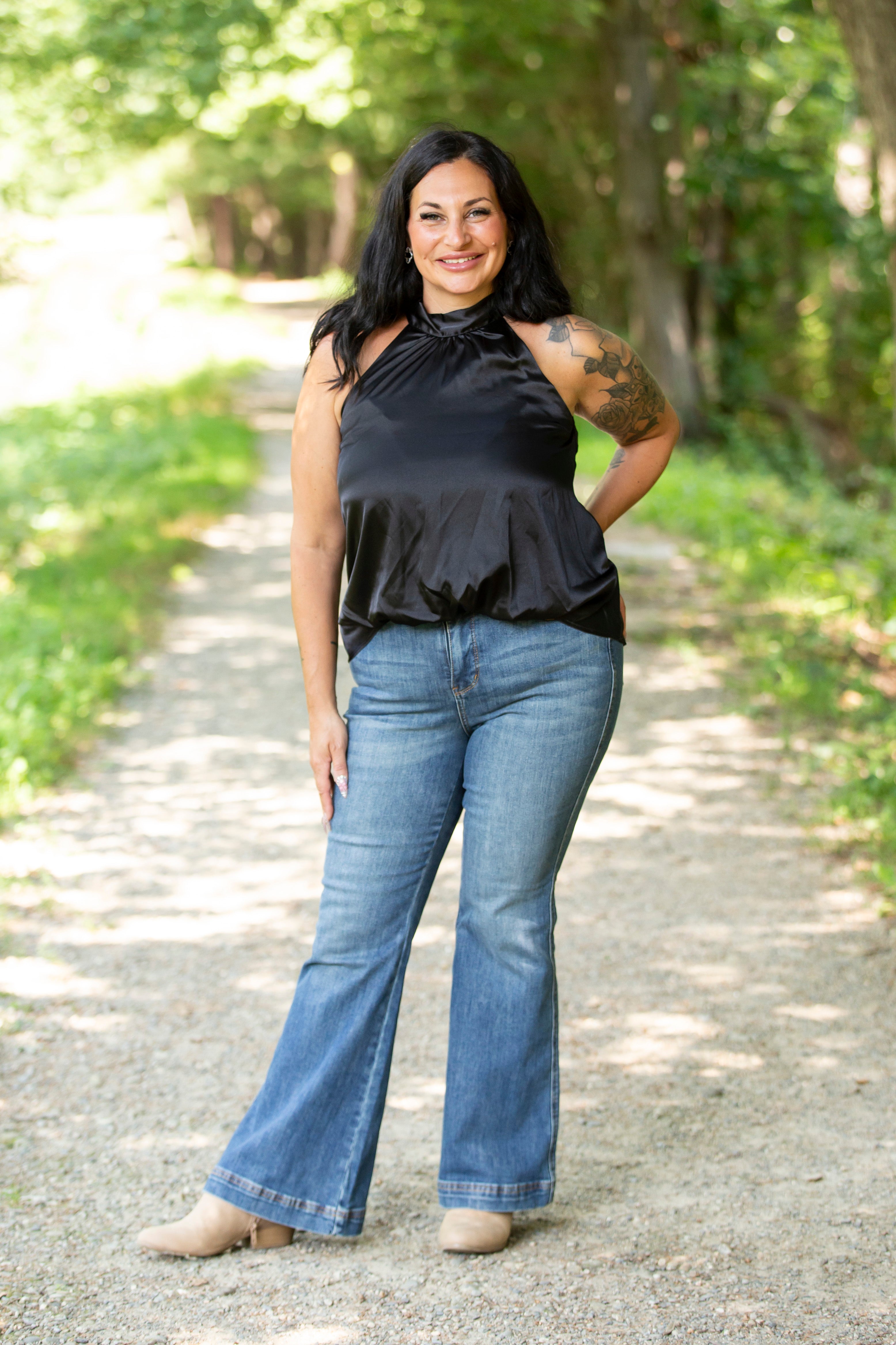 Fall Satin Halter Blouse