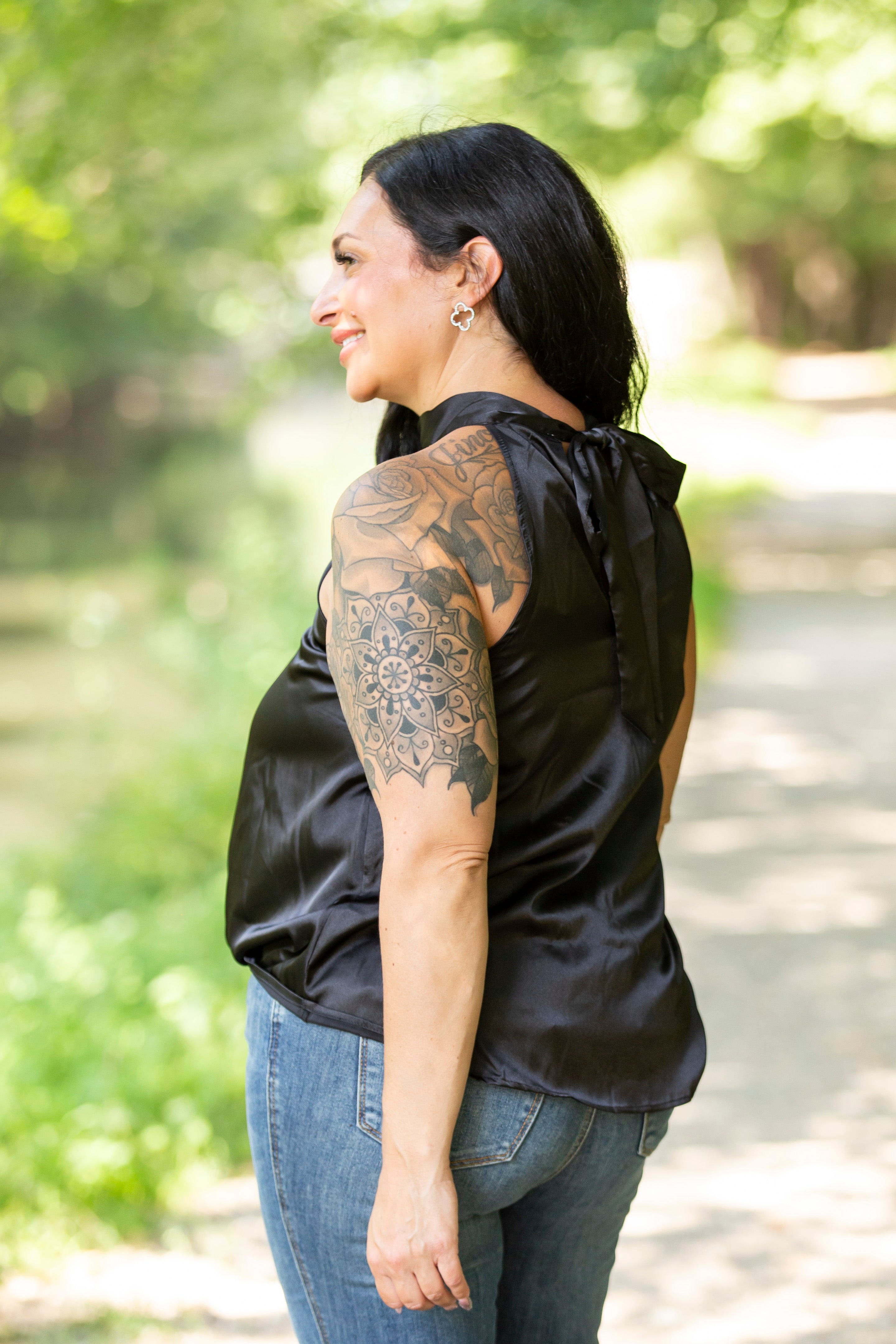 Fall Satin Halter Blouse