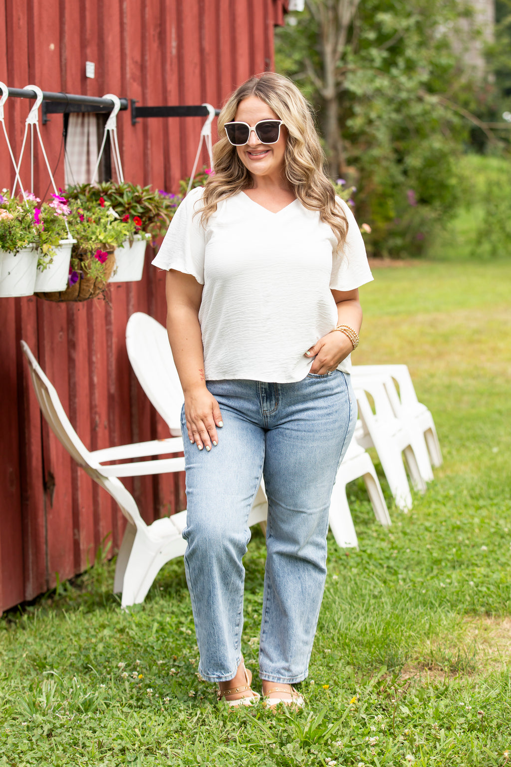 Effortless Grace V Neck Blouse