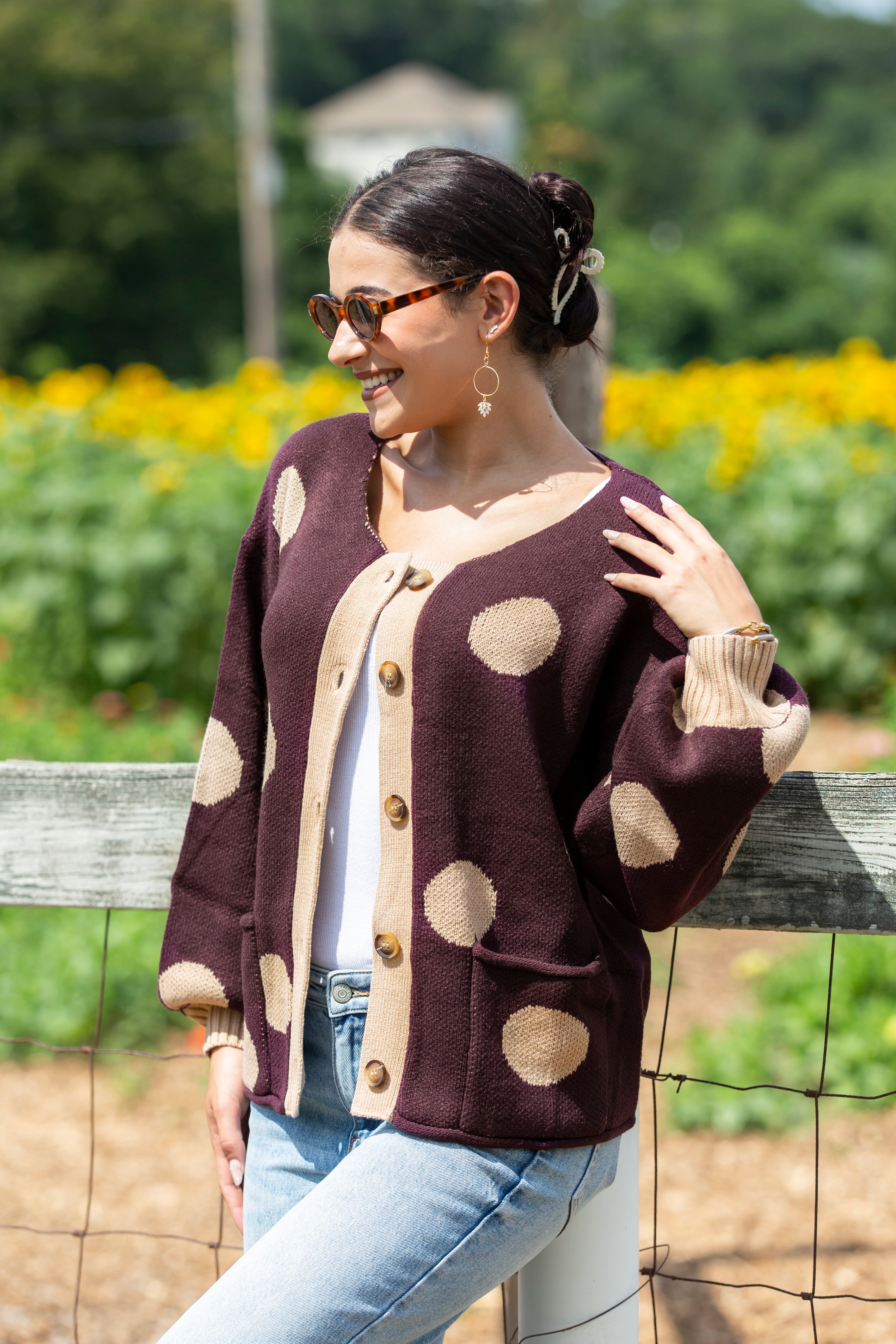 Polka Dot Sweater Cardigan