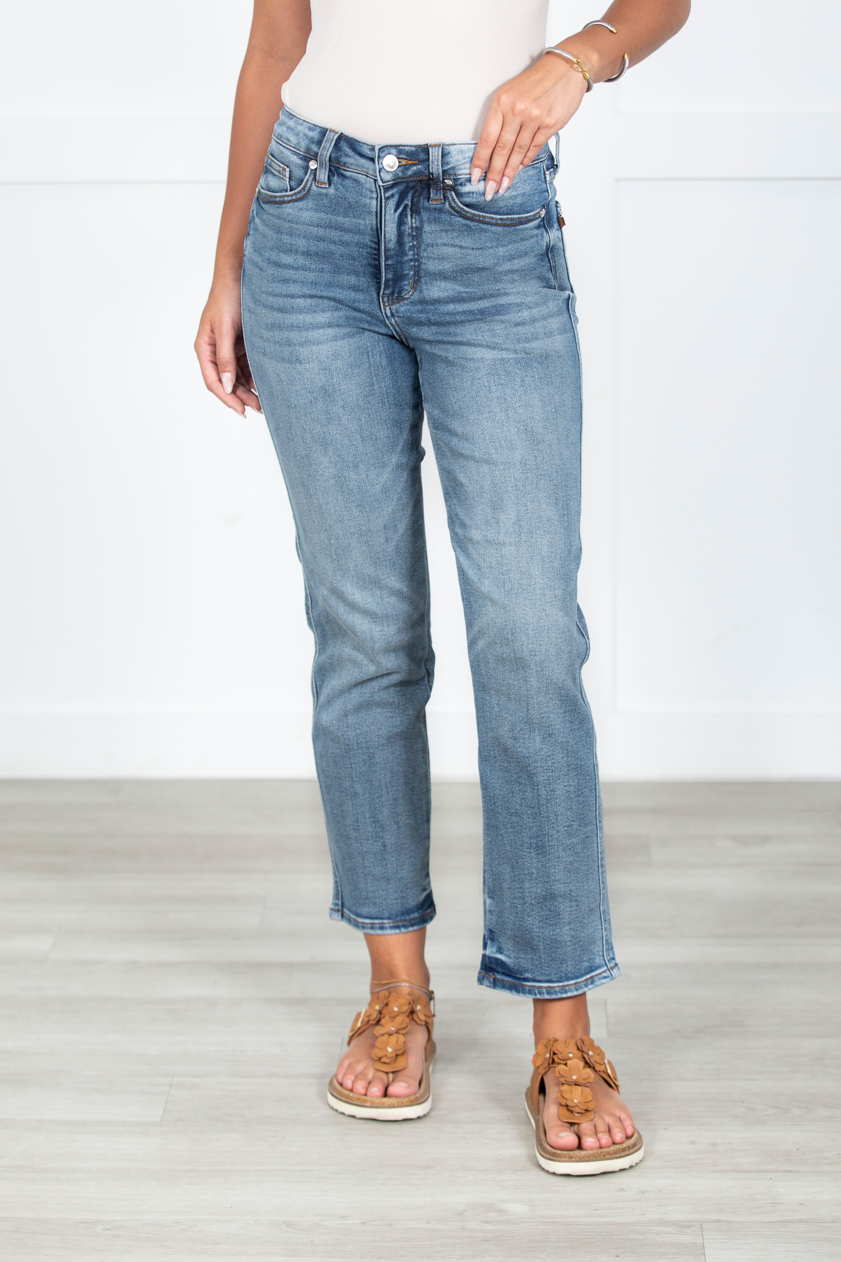 The Peg Tummy Control Ankle Straight Judy Blue Jeans