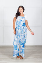 Floral Patchwork Wide Leg Bib Overalls