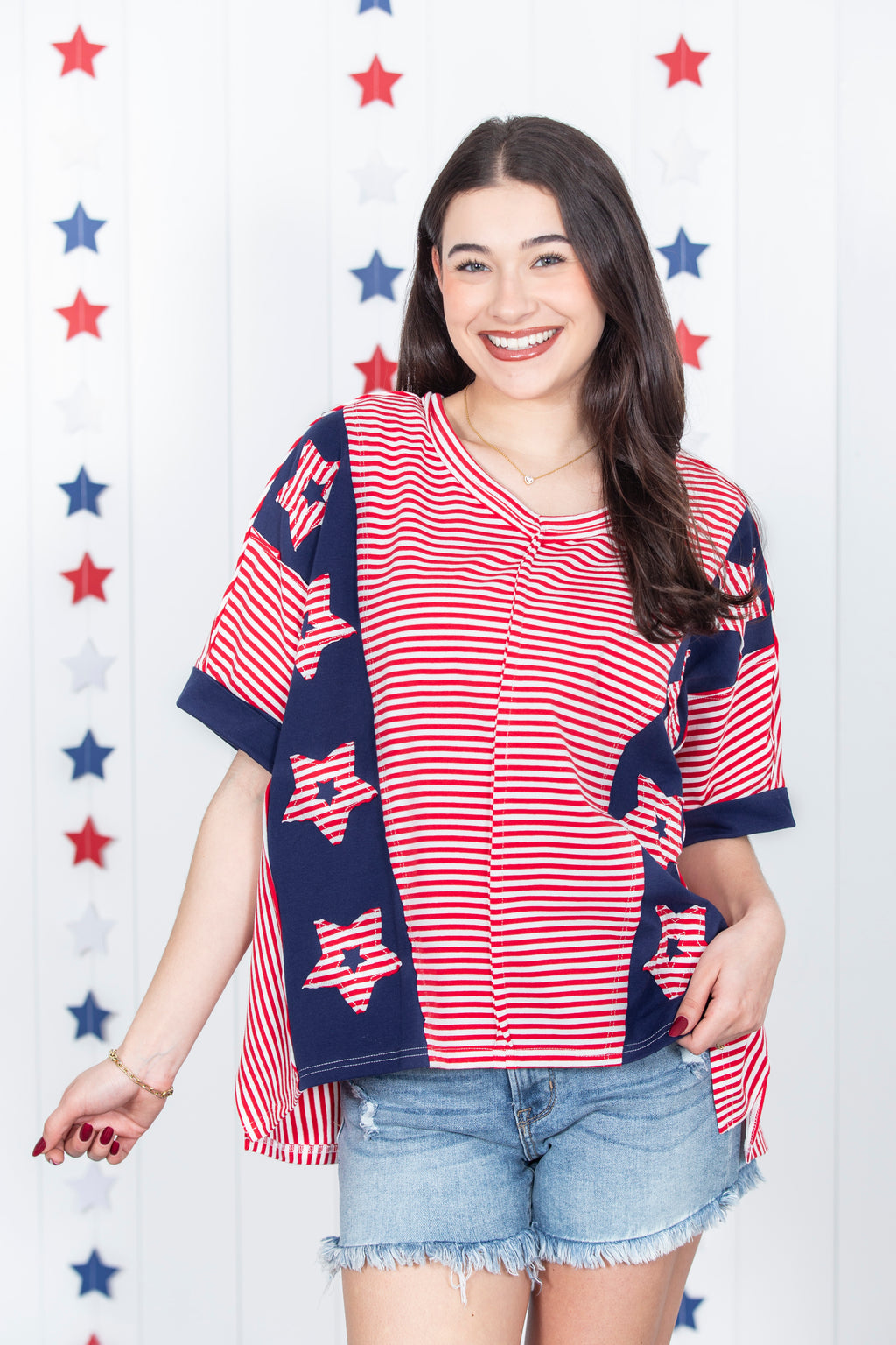 Stars And Stripes Patchwork Top