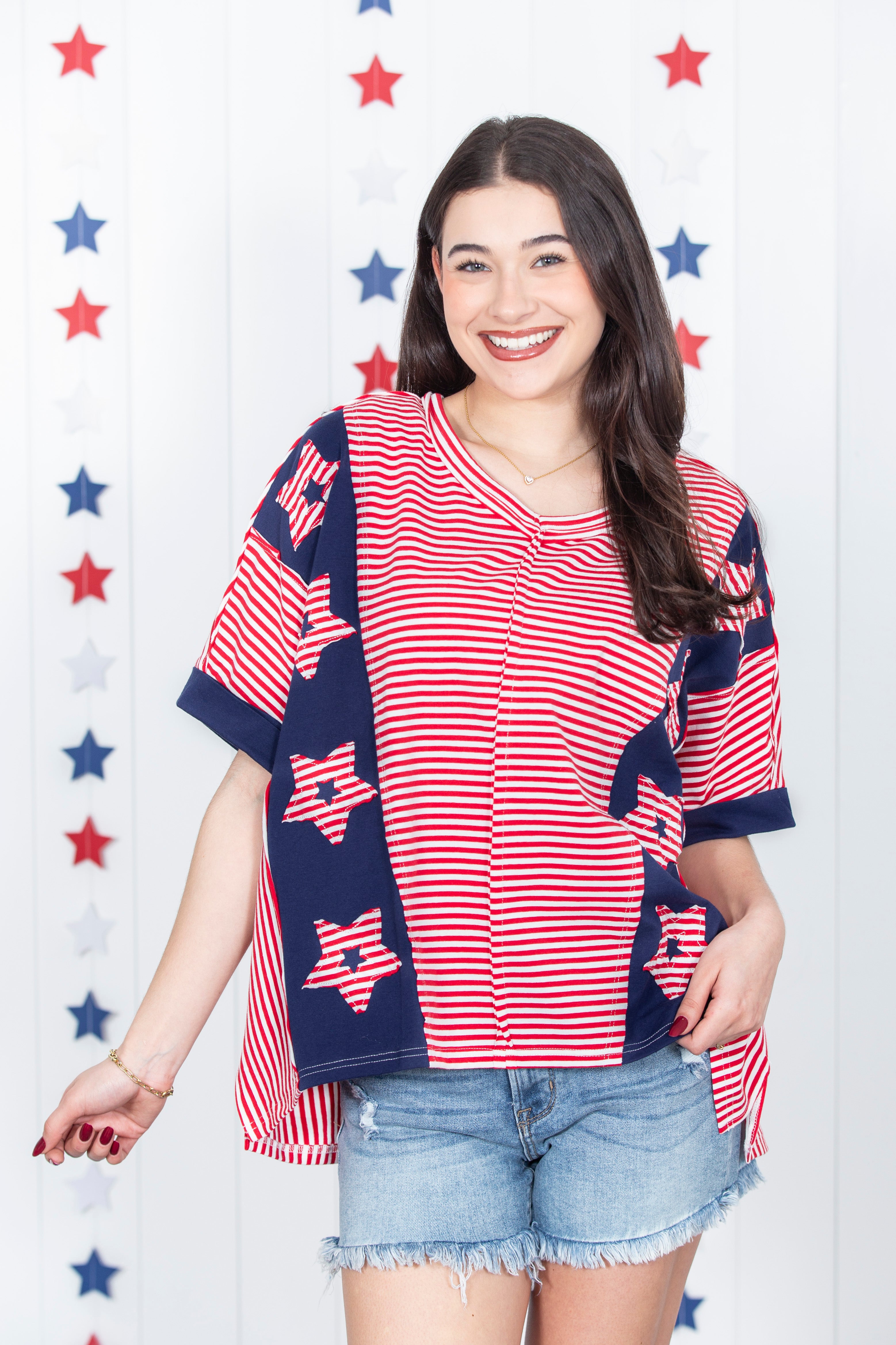 Stars And Stripes Patchwork Top