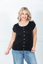 Classic Contrast Button Knit Top