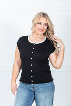 Classic Contrast Button Knit Top