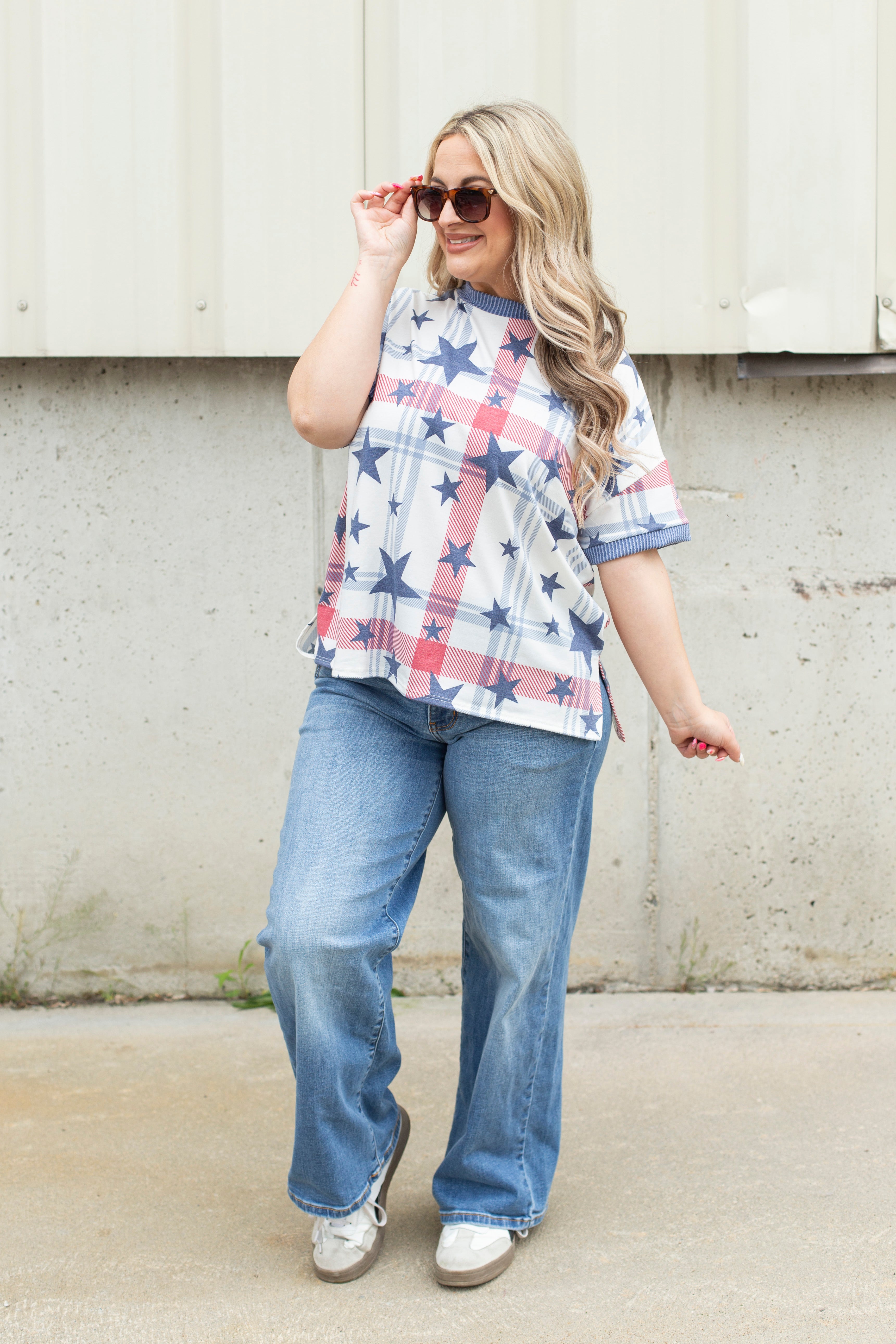 Firecracker Plaid Tee