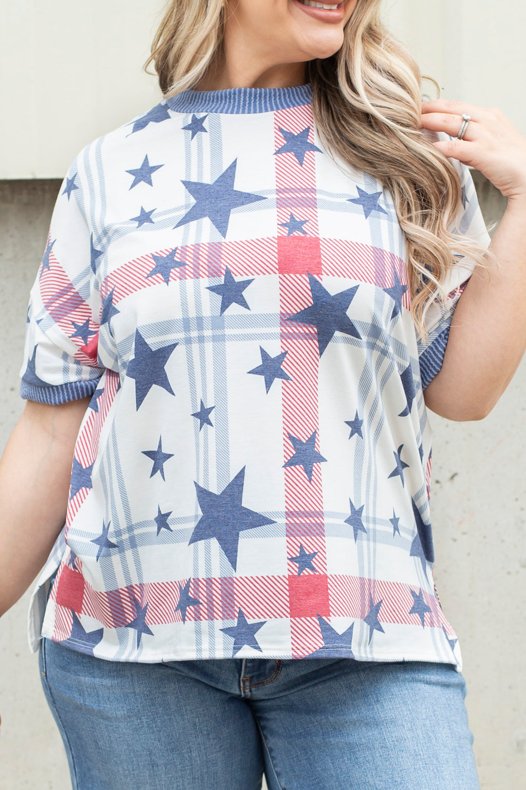 Firecracker Plaid Tee