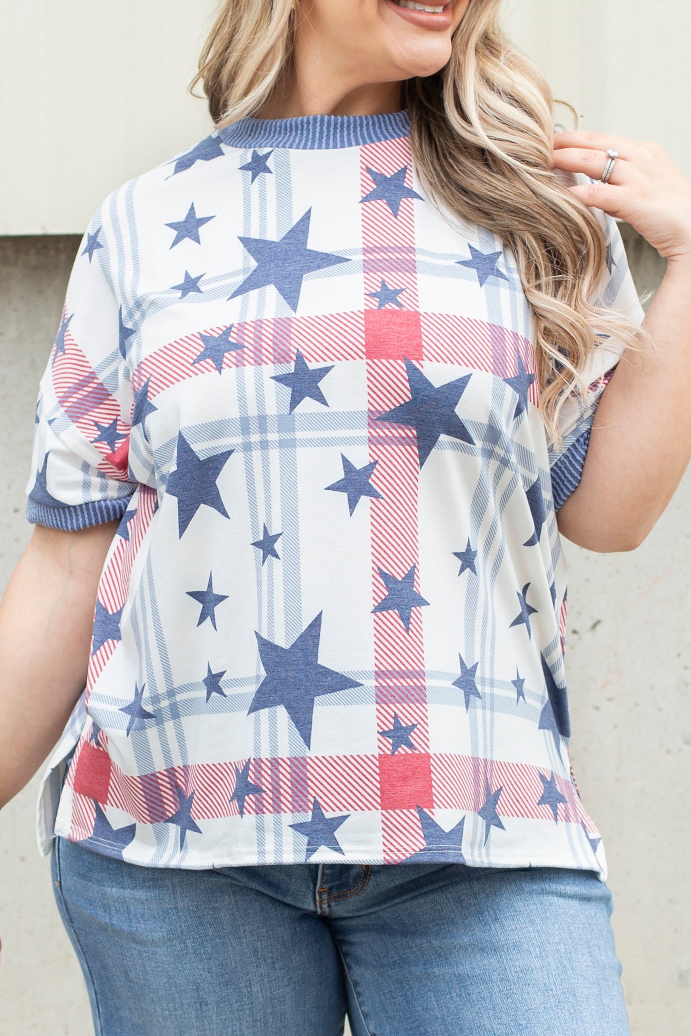 Firecracker Plaid Tee