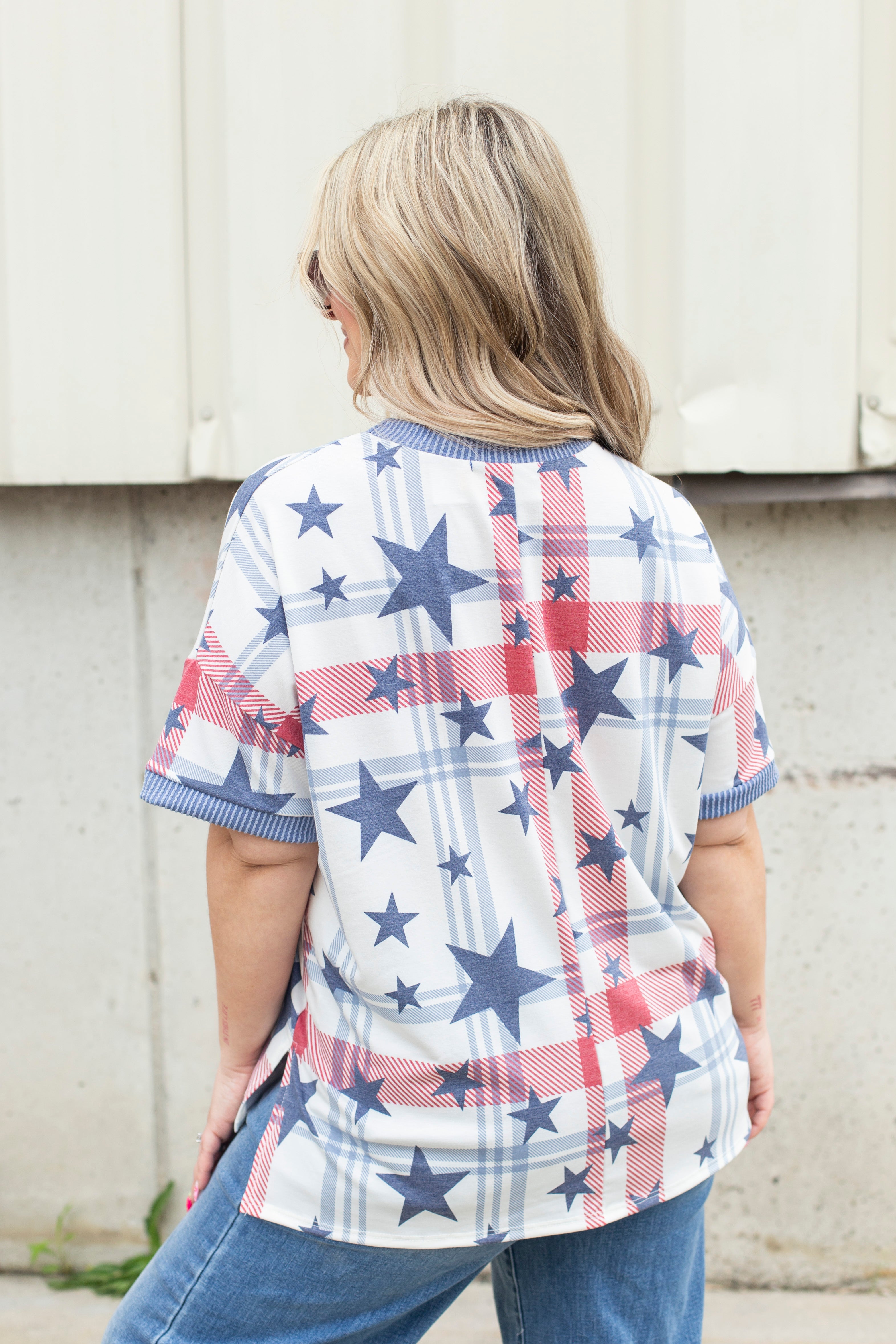 Firecracker Plaid Tee