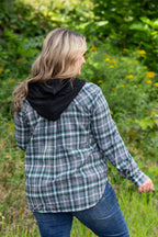 Button Down Hooded Plaid Shacket