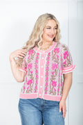 Floral Intarsia Sweater Cardigan