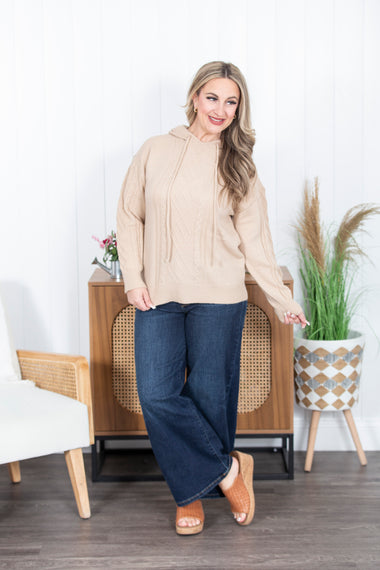 Buy tan Good Impression Knit Hoodie