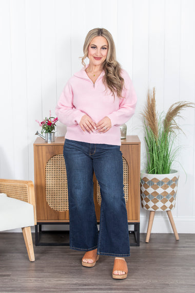 Buy pink Solid Choice Half Zip Sweater