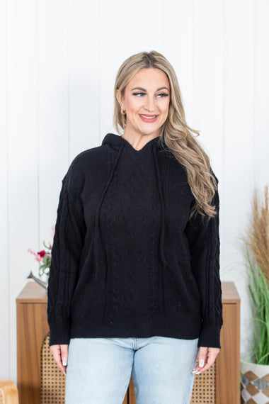 Buy black Good Impression Knit Hoodie