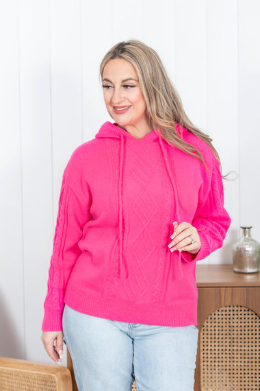 Buy pink Good Impression Knit Hoodie