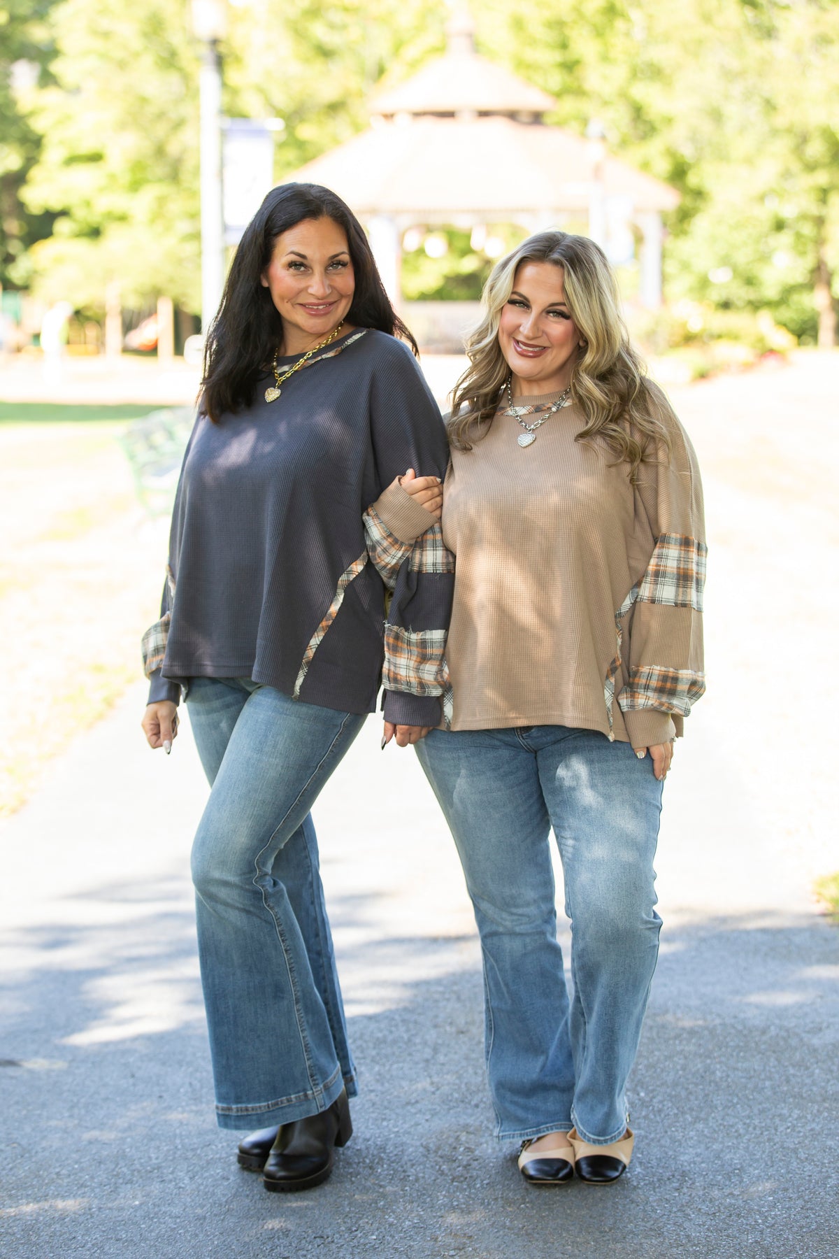 Into Fall Plaid Detail Top