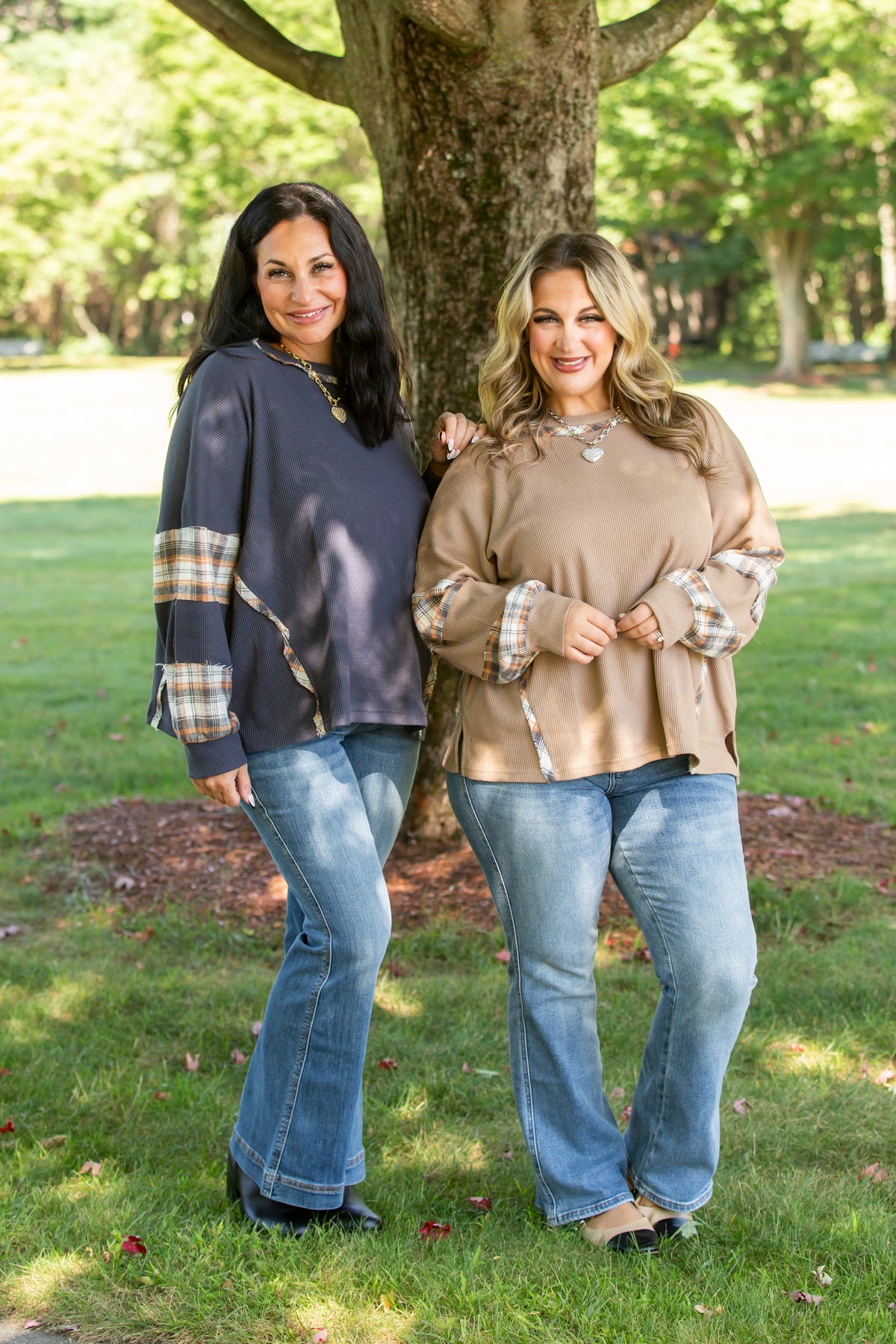 Into Fall Plaid Detail Top