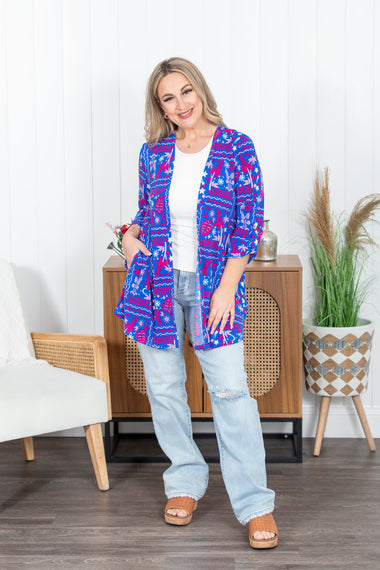 Buy royal-blue Liz Printed Cardigan