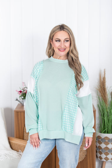 Buy mint Springtime Plaid Top