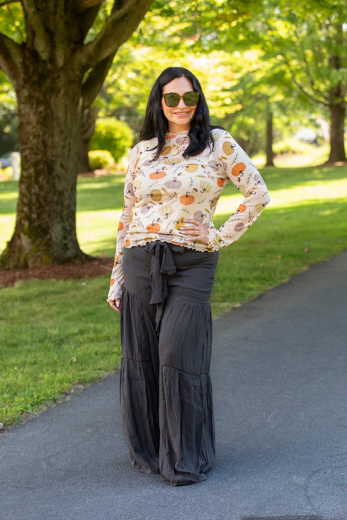 Pumpkin Patch Mesh Top